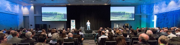View of the audience facing the stage