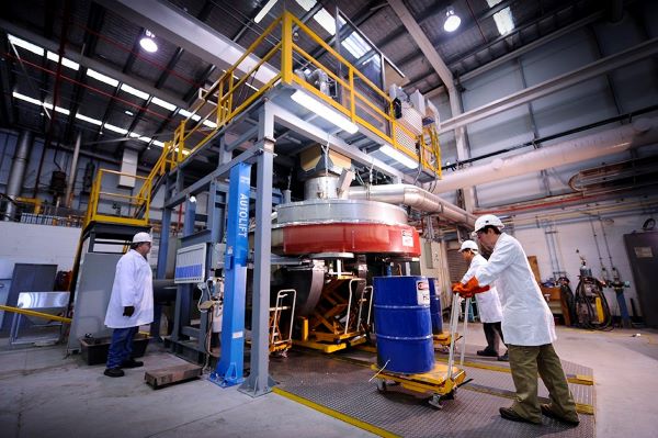 Inside of green steel shed