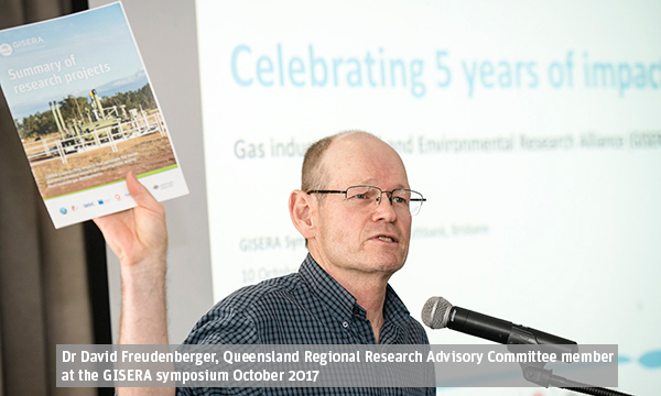Dr David Freudenberger, Queensland Regional Research Advisory Committee member at the GISERA symposium October 2017