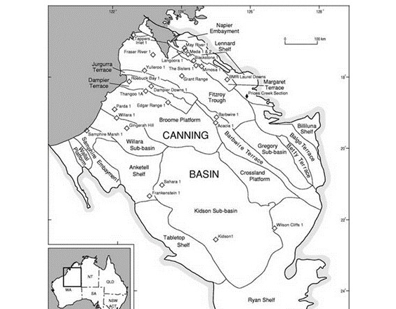 Map of the Canning Basin, Western Australia