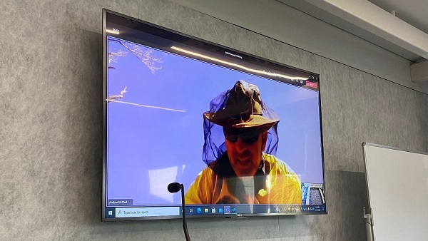 Andrew ‘Andy’ McPhail joining an online meeting from a remote MWA tile. Credit: Mia Walker, MWA 