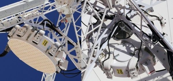 Close up view of parts of the radio telescope.