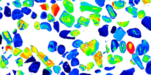 Multicoulred irregular shapes against white background