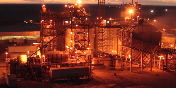 Industrial processing plant at dawn