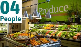 fresh fruit and vegetables in a supermarket