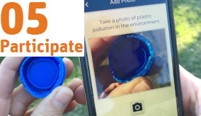 person's hand holding a plastic bottle top next to a mobile phone screen with a photo of the bottle top