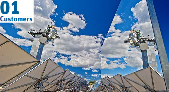 A picture of heliostats. 