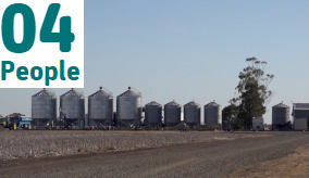 farm with silos in the background