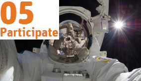 Close up of astronaut in space