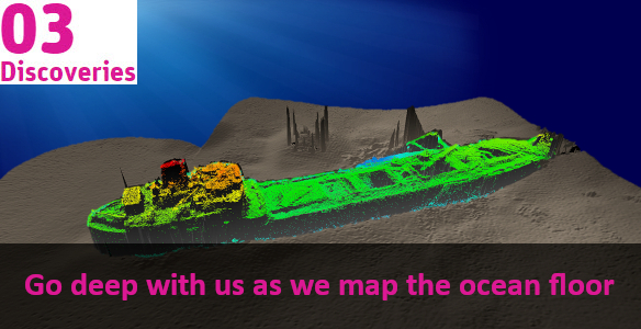 A visualisation render of shipwreck on ocean floor