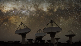The ASKAP telescopes at night