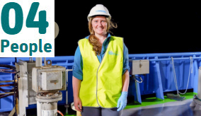 scientist on board ship at night