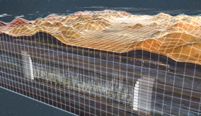 a computer model showing a cut of the earth and what is underneath