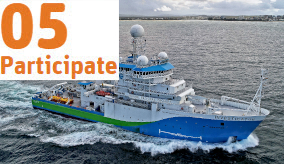 An aerial view of RV Investigator out at sea